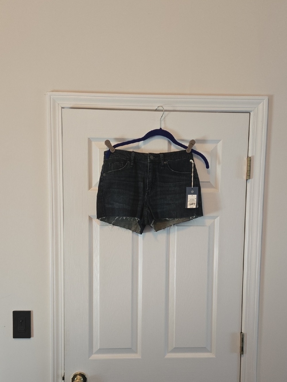 Universal Thread Dark Blue Frayed Hem Denim Shorts
